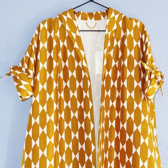 Tory Burch Haley Diamond Short Sleeve Silk Coat Size 6 - Picture 3 of 12